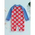 thumbnail image 5 of FEORJGP Infant Baby Girl Summer Zipper Swimsuits Long Sleeves Swimwear Jumpsuit Half Stand Collar Bodysuit Floral Print Rompers Beachwear for Toddler Bathing Suits, 5 of 9