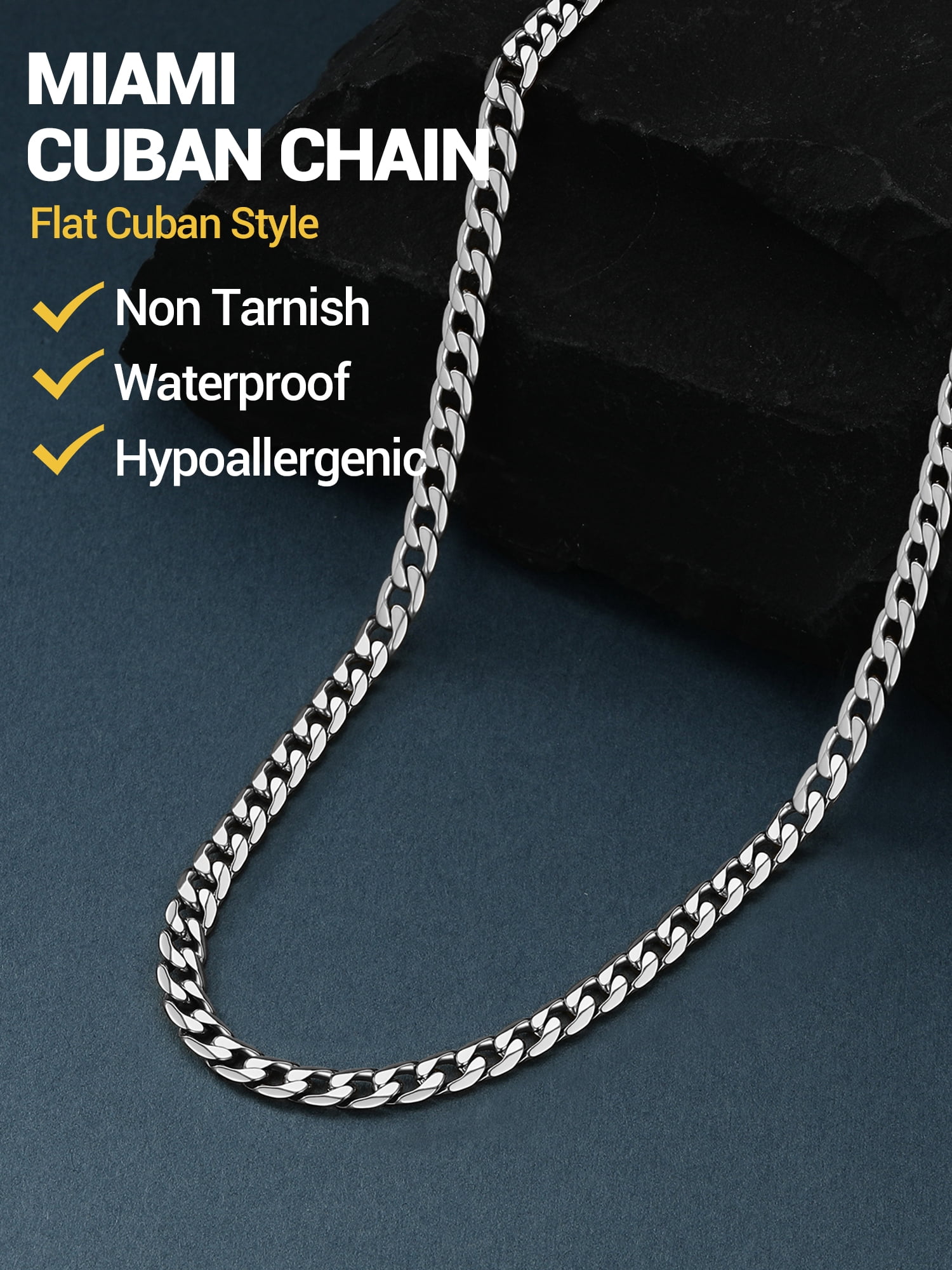 PROSTEEL Chain Necklace for Men 4mm Stainless Steel Cuban 18 Inch Birthday Father Day Jewelry Gifts for Husband Dad Adults