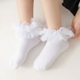 thumbnail image 4 of Set of 1 Pair Baby Short Socks with Large Ruffle Trim for Spring and Fall 1 to 10+ Year Kids Ankle Socks Comfortable, 4 of 8