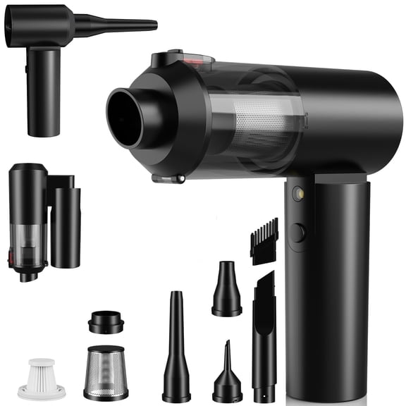 NUNET Car Vacuum Portable Cordless with 15000PA Ultra Suction 4-in-1 Foldable Air Duster & Brushless Motor Rechargeable Handheld Vacuum for Pet Hair, Car Seats, Home & Office Cleaning