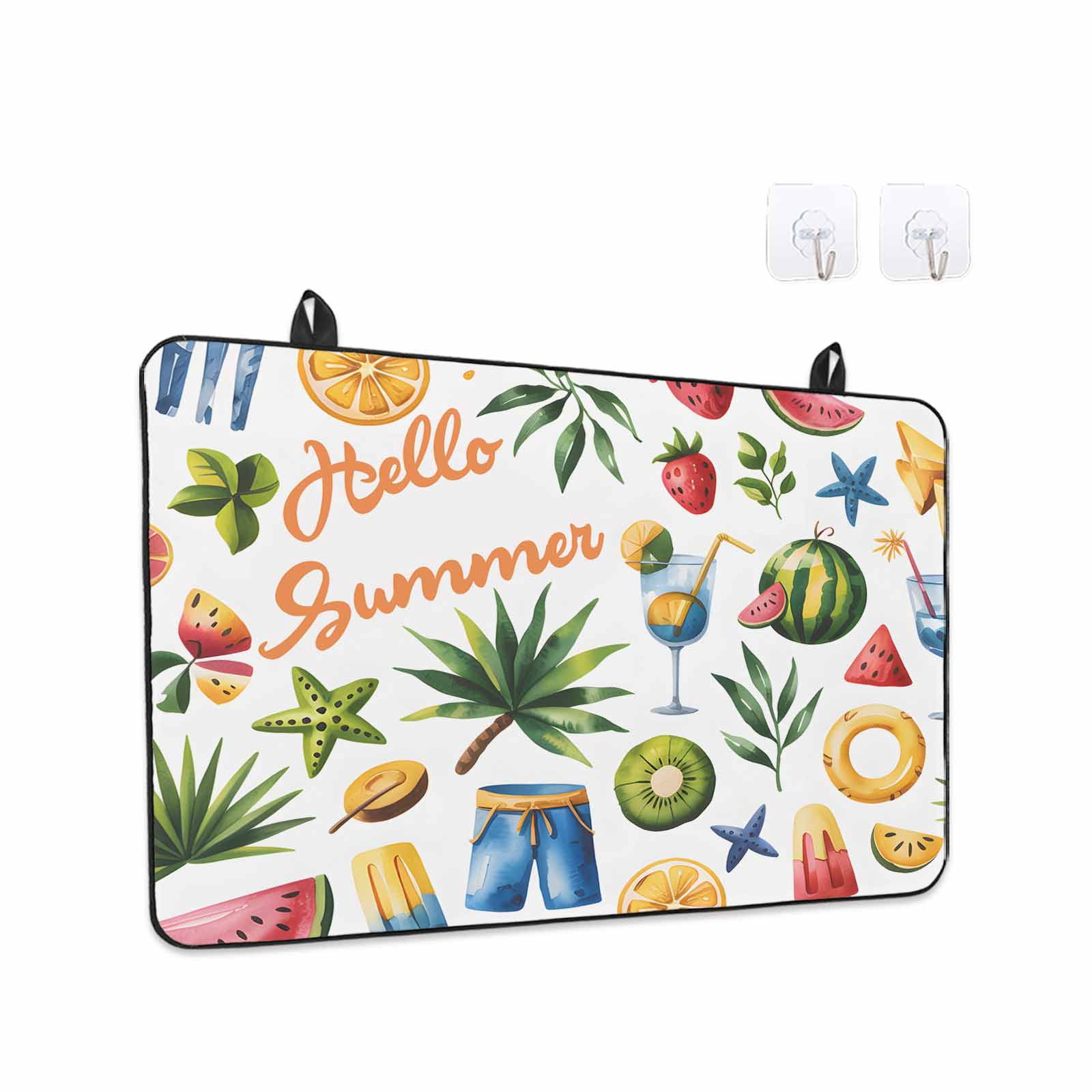 Summer Beach Stove Top Cover for Electric Stove, Heat-proof & Non Slip Glass Top Stove Cover Protector, Tropical Coconut Watermelon Lemon Flamingo Kitchen Flat Cooktop Rubber Mat 24x21 Inches