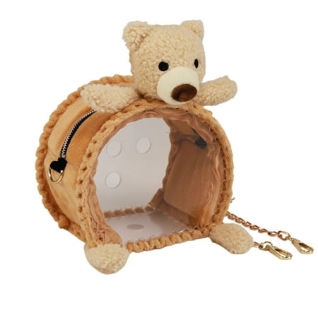 Ruike Portable Breathable Pet Carrier Bag Cute Doll Decor Ideal for Hamsters Chinchillas Small Animals Outdoor Travel Shoulder Bag