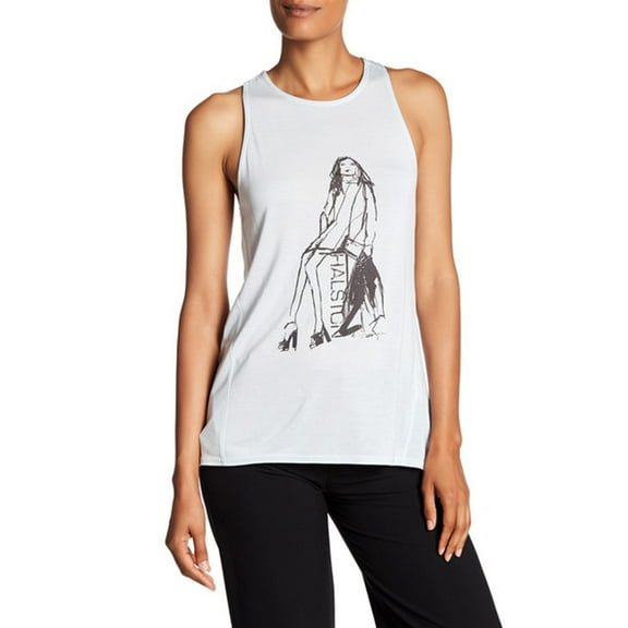 Halston Twist Back Tank Halstonette Women/Adult shoe size X-Small X-Small Casual ZAI111177P-ICECH Ice/Charcoal