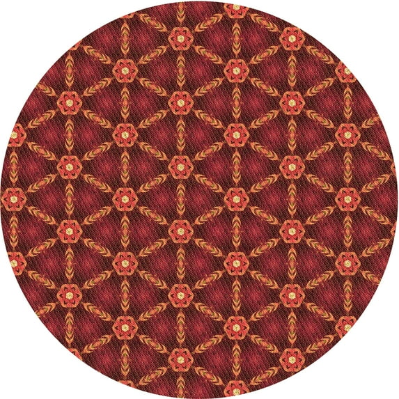 Ahgly Company Indoor Round Patterned Grapefruit Red Area Rugs, 5' Round