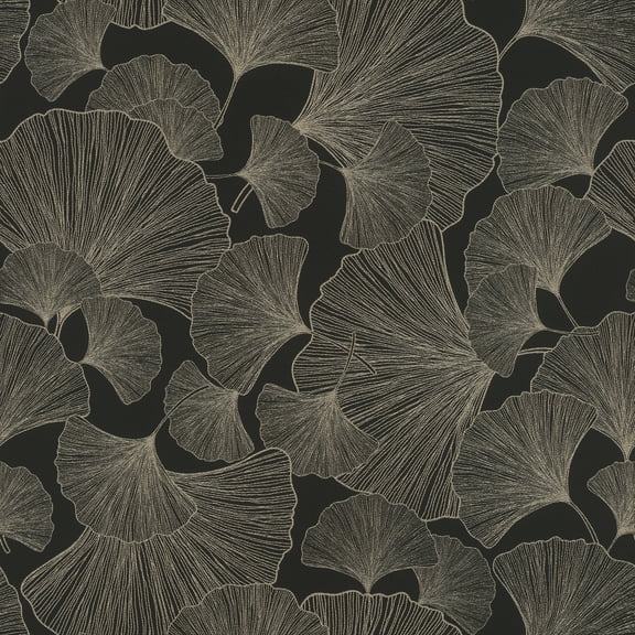 Rasch Waft Black Ginkgo Wallpaper