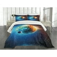 thumbnail image 3 of Ambesonne Earth Quilted Bedspread Set 3 Pcs, Galaxy Space Stars Astral, Queen Size, Orange Blue Black, 3 of 5