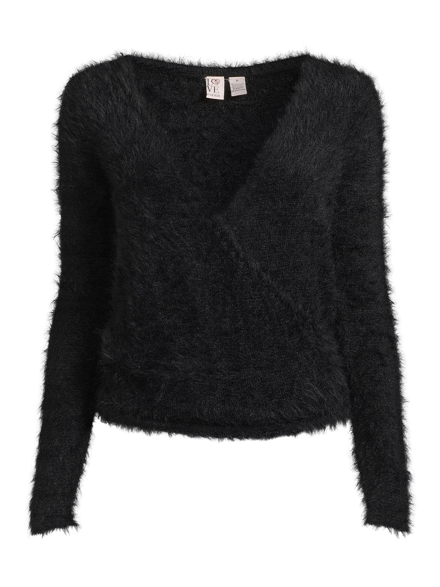 Love by Design Women's Juniors Wrap Sweater with Long Sleeves, Midweight
