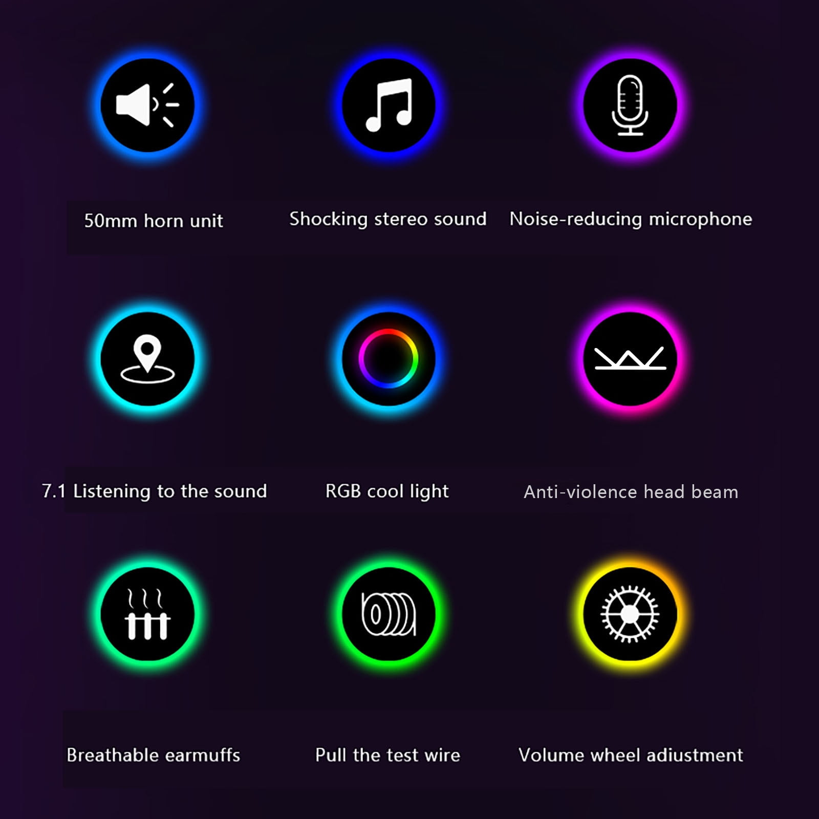 Wired USB Gaming Headset: 7.1 Surround Sound - Vibrant Customizable RGB - Game/Chat Balance, Gamer Headphone with Noise Canceling Mic for PC, Computer, Laptop, Gamer - Black