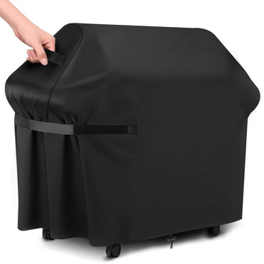 BBQ Cover, 58" Gas Grill Cover Waterproof, Anti-UV, Rip-Proof, Fade Resistant, GARPROVM 420D Heavy Duty Barbecue Grill Cover with Hook-and-Loop Straps & Adjustable Hem Drawstring for Weber Char-Broil