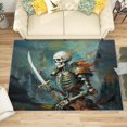 thumbnail image 1 of 2x3 Rug, Skeleton Door Mat, Gothic Skull Warrior Rug, Goth Horror Soldier Rugs for Entryway, Washable & Non Slip & Soft Low Pile Small Carpet, Indoor Doormat, Skeleton Home Decor & Gifts, 1 of 1