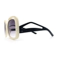 thumbnail image 6 of Womens Thick Plastic Rectangle Butterfly Retro Diva Sunglasses Ivory Black - Smoke, 6 of 8