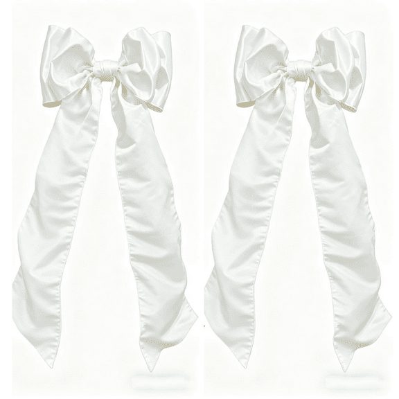 Christmas Decorations Indoor, Ivory Jumbo Satin Christmas Tree Topper Bow, 22"x56", 4.6 Ft Giant Bows for Christmas Tree Window Wall Mantle, Indoor Home Room Party Valentines Xmas Decoration(2pcs)