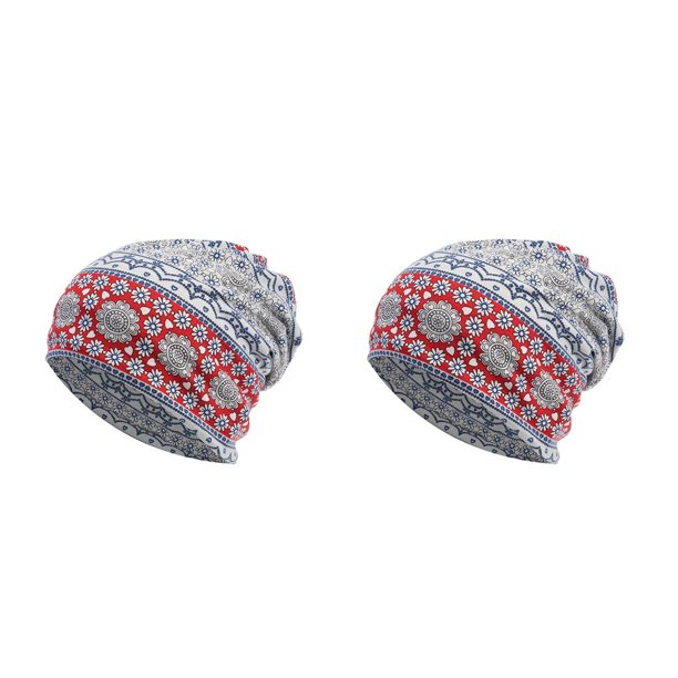 Gorro Hijab sweethay estampado floral turbante Envoltura para la cabeza gris rojo 2Conjunto