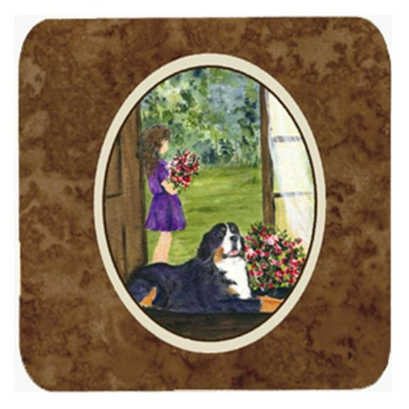 Little Girl With Her Bernese Mountain Dog Foam Coasters, Set Of 4