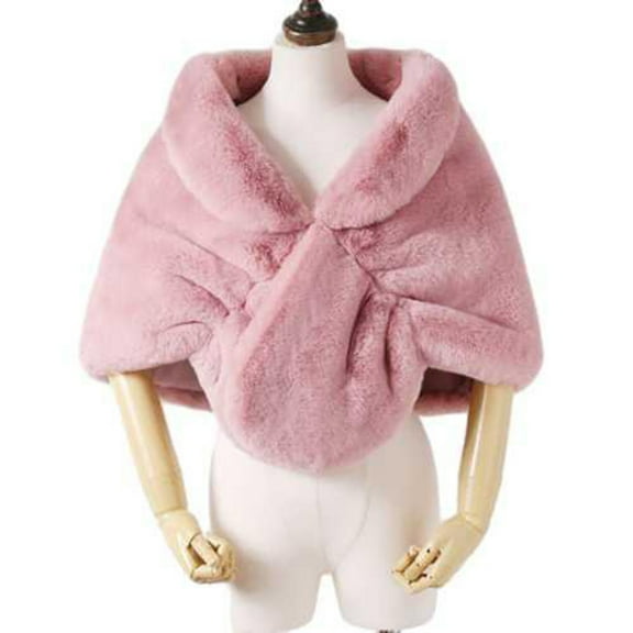 Jamicy Wraps for Women Lightweight Faux Fur Shawl Wrap Stole Shrug Winter Bridal Wedding Cover Up