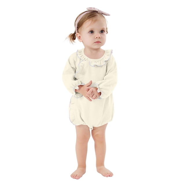 Niña Bebé Vestido de Manga Larga Estilo de Otoño E Invierno Sudadera Del Niño con Botón Delantero Y Cuello Redondo, Lindo Pantalones Cortos Sólidos Romper para Niños Y Niñas, Suave Bebé Manga Larga R