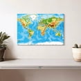 thumbnail image 2 of Elephant Stock Physical World Map Wall Art - Horizontal Canvas Wall Art - Living Room Wall Decor - Map Canvas - Blue And White Decor - 12" x 8", 2 of 8