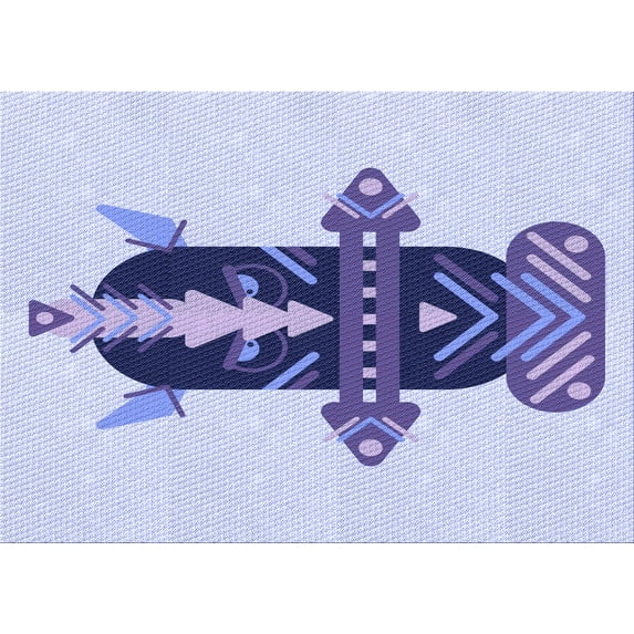 Ahgly Company Indoor Rectangle Patterned Lavender Blue Area Rugs, 8' x 10'