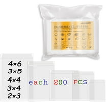 1000pcs Various Small Size Ziplock Bags, 5 Assorted Sizes, Each 200x, Clear Mini Zip Bags for Beads, Pills, Jewelry, Crafts, Cards Storage and Shipping