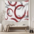 thumbnail image 5 of Red Grey Small Tapestry for Bedroom Wall Hanging Tapestry, Geometric Circle Modern Abstract Simple Art Ceiling Backdrop Tapestries Poster Blanket Wall Decor for Teens Room Living Room Dorm 23" x 28", 5 of 8