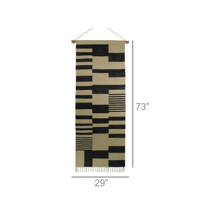 Black And Beige Jute Wall Hanging Black And Beige Jute Wall Hanging