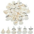 thumbnail image 1 of 6 estilos de colgantes de concha natural, 36 piezas de conchas marinas blancas naturales, dijes de ángel con cuentas de perlas de vidrio, dije de mar oceánico., 1 of 7