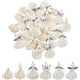 thumbnail image 1 of 6 estilos de colgantes de concha natural, 36 piezas de conchas marinas blancas naturales, dijes de ángel con cuentas de perlas de vidrio, dije de mar oceánico., 1 of 7