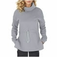 thumbnail image 1 of cfhntfmh Winter Sweater for Women Warm High Neck Long Sleeve Fleece Basic Tops Soft Side Slit Drawstring Waist Pullover Shirts, 1 of 6