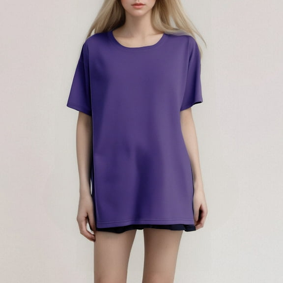 SNKSDGM Women's Plus Casual Easter Shirts T Shirts for Women V Neck Women's Fashion Round Neck Plus Size Short Sleeved Solid Color T Shirt Top Short Sleeve Shirts for Women Plus Size