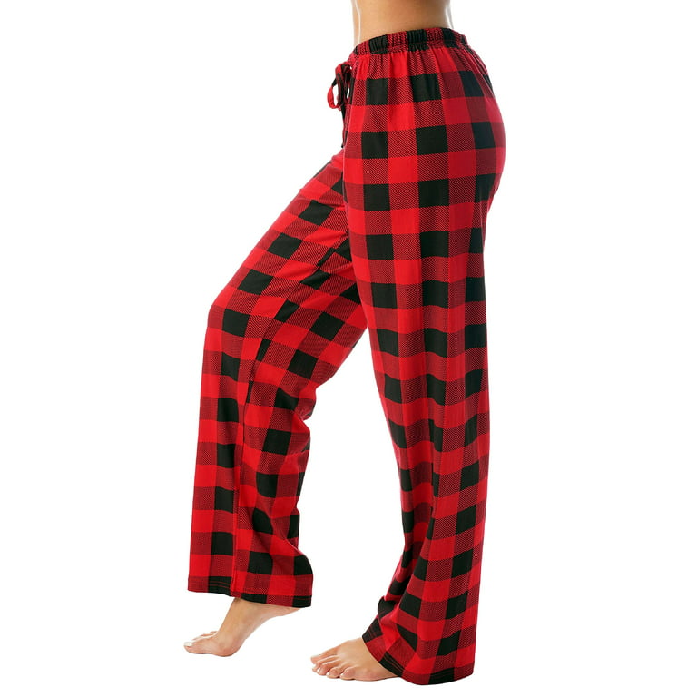 Just Love Women Buffalo Plaid Pajama Pants Sleepwear. (Red Black Buffalo  Plaid, 2X) 