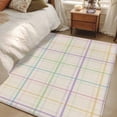 thumbnail image 4 of 3'x5' Rug for Living Room Bedroom, Colorful Geometric Plaid Washable Area Rugs Non-Slip Carpet Mats, Simple Vintage Grid Beige Indoor Low Pile Area Rug Runner for Kitchen, Mudroom, 4 of 8