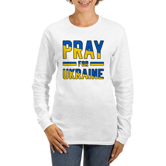 CafePress - Pray For Ukraine Long Sleeve T Shirt - Women's Long Sleeve Graphic Casual T-Shirt