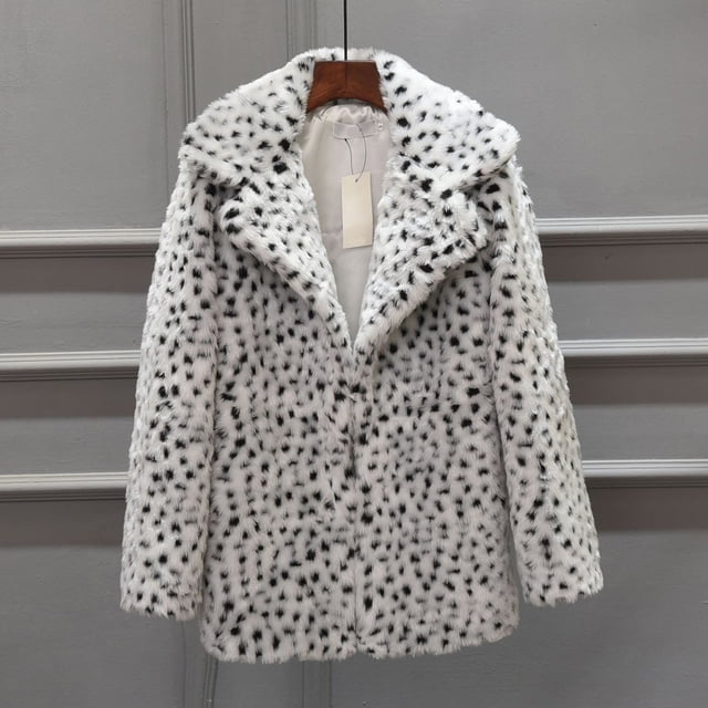 Puntoco - Abrigo de invierno cálido de imitación para mujer, chaqueta de imitación peluda y cálida de leopardo, ropa de abrigo de manga larga Puntoco Puntoco-1
