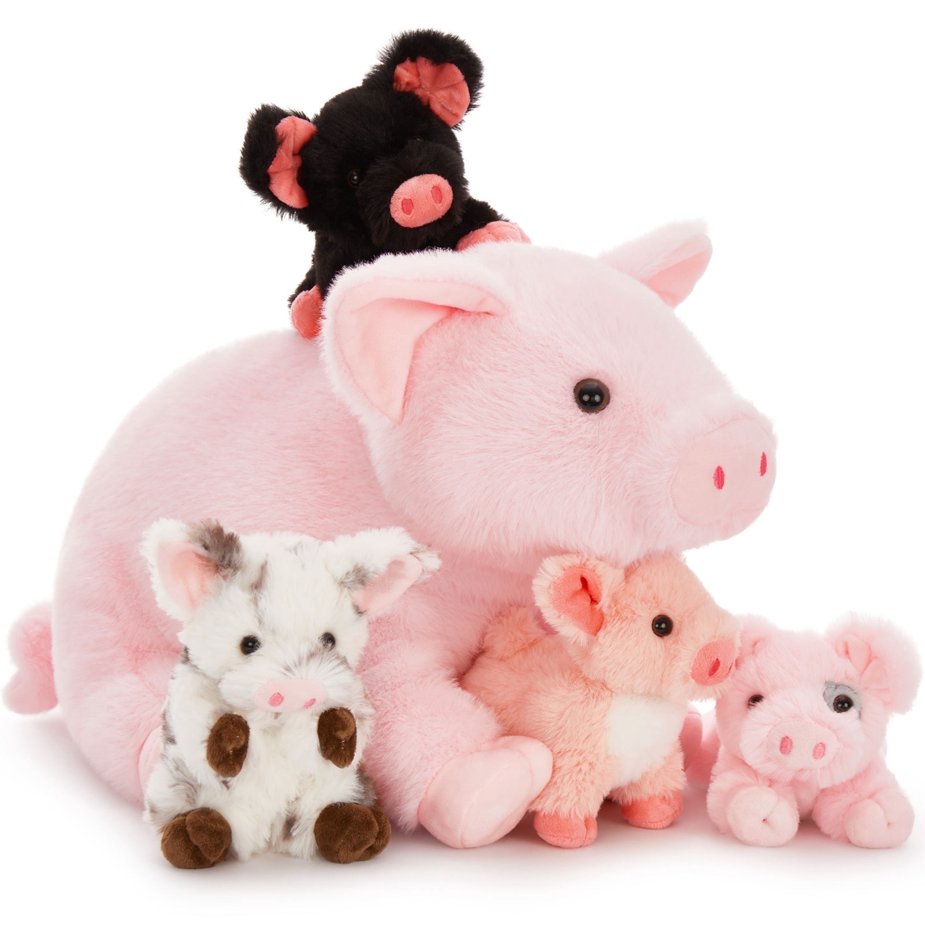 Tezituor 5Pcs Pig Stuffed Animal 15.7'' Giant Pig Plush with 4 Baby Pigs Plush Toy