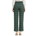 thumbnail image 3 of INSPIRE CHIC Women's Plaid Elastic Waist Button Zipper Straight Leg Long Pants 2XL Green Black White, 3 of 8