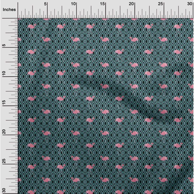 oneOone Viscose Chiffon Fabric Geometric & Flamingo Bird Decor Fabric Printed BTY 42 Inch Wide