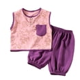 thumbnail image 3 of Rvasteizo Boys Girls Outfit Set Solid Sleeveless Top Long Pant With Cuff Pocket Toddler Loungewear Outfit for 0-10 Years, 3 of 5