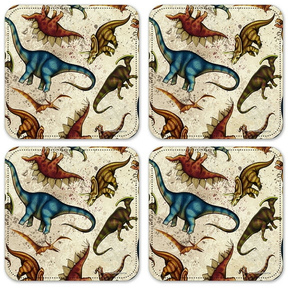 Vinyl Drink Coasters - Set of 4 - Dinosaur Toss - Image by Dan Morris