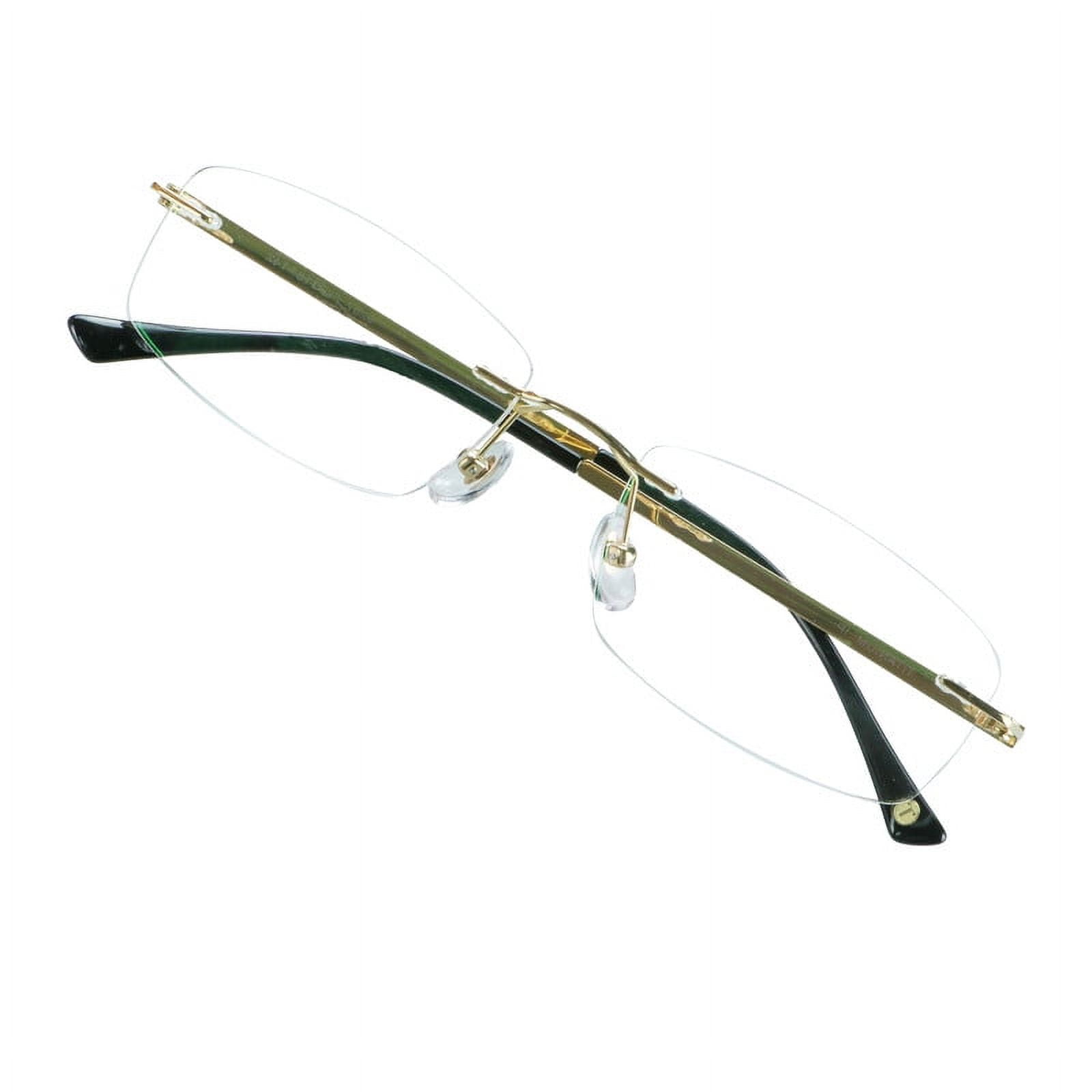 VisionGlobal Pure Titanium Frame for men/women Blue Light Blocking,Hand-set Diamond Fashion Glasses (Golden Clear, 3.00 Magnification)