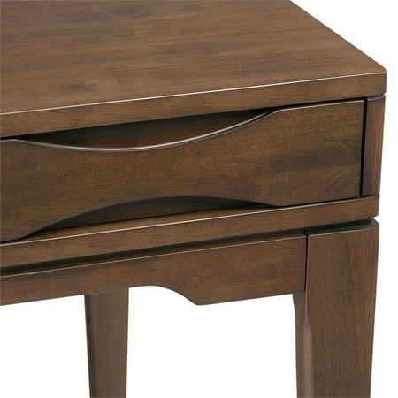 Simpli Home - Harper Rectangular Mid-Century Modern Solid Rubberwood 2-Drawer Table - Walnut Brown