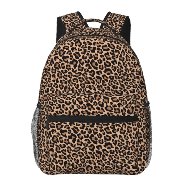 Disketp Brown Leopard Mochila Estampada para Hombre y Mujer – Mochila Ligera Clásica con Múltiples Bolsillos para Universidad, Trabajo y Viajes-One Size
