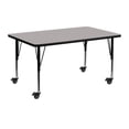 thumbnail image 1 of Mobile 24''W x 48''L Rectangular Grey HP Laminate Activity Table - Height Adjustable Short Legs, 1 of 3
