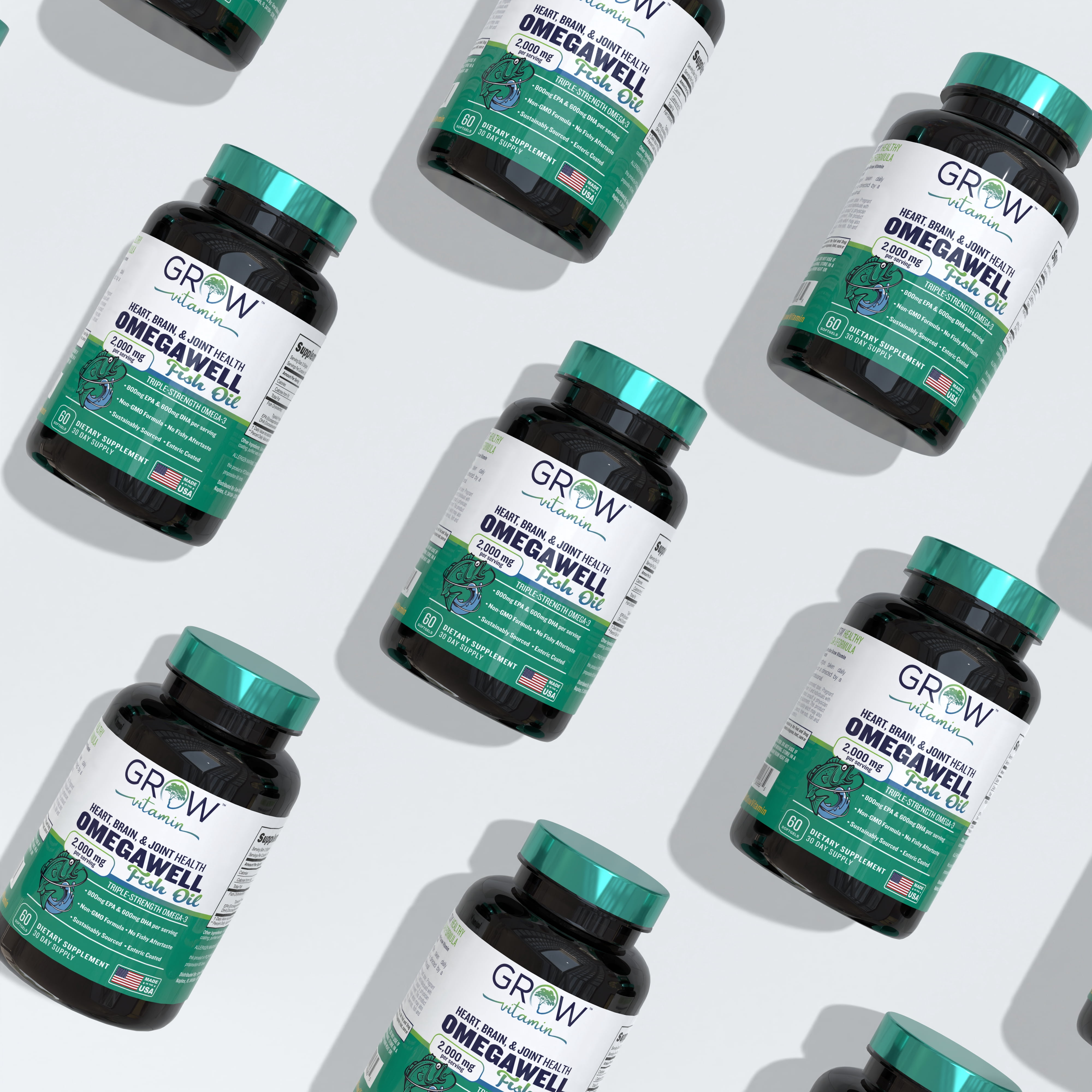 Grow Vitamin OmegaVita Fish Oil Capsules 800mg EPA 600mg DHA Lemon Flavored 30 Count