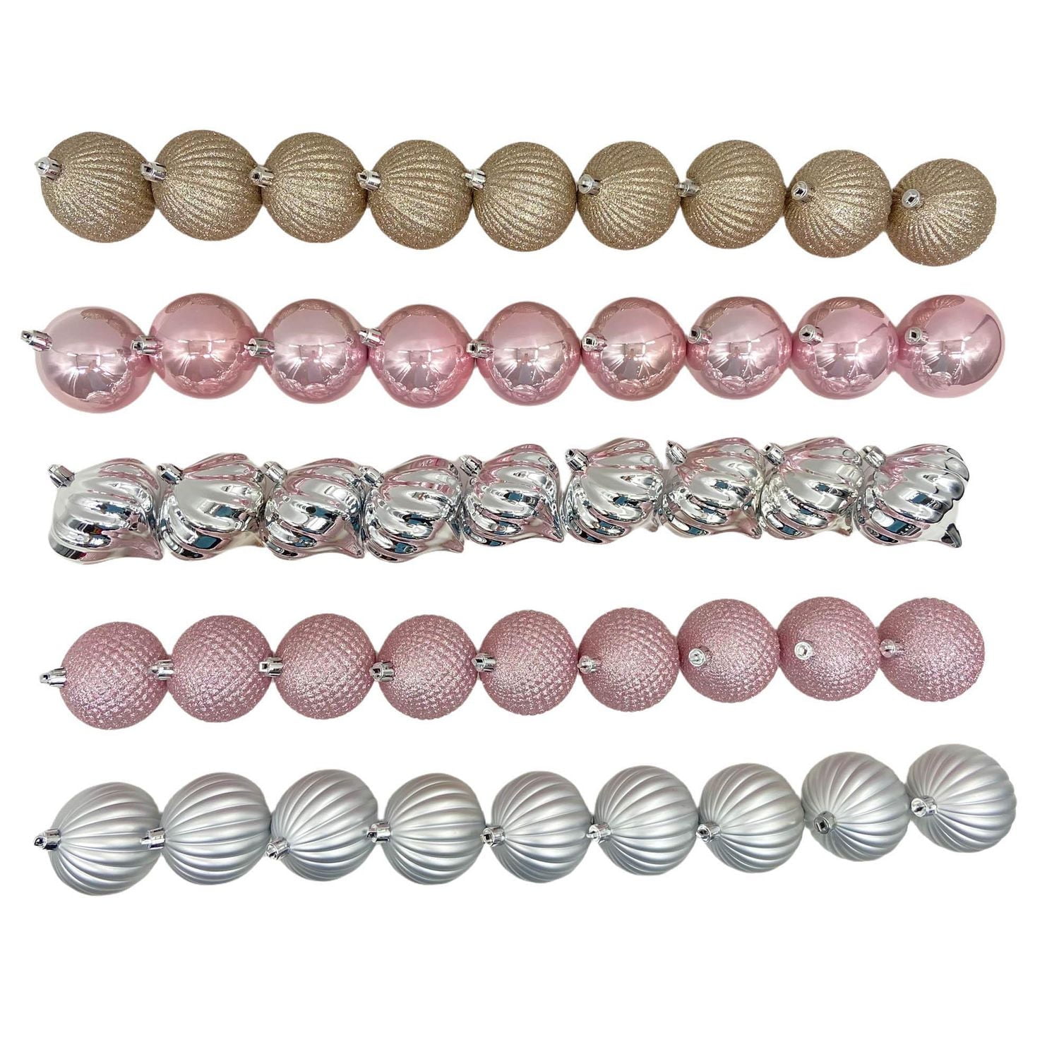 Holiday Time 45 Count Shatterproof Ornaments-Pink/Gold/Silver