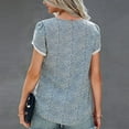 thumbnail image 4 of Camiseta de cuello redondo para mujer, Tops de manga corta transpirables y suaves a la moda, camisa informal para citas, trabajo, azul, XXL, 4 of 6