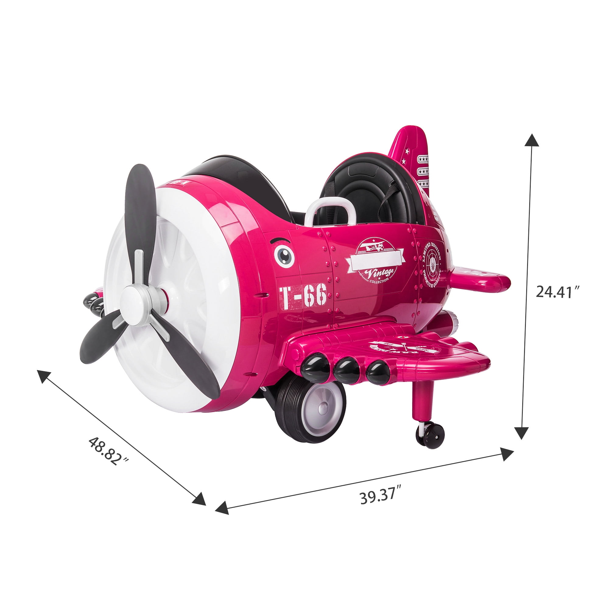 Kepooman 12V Kids Ride on Aircraft Car, Battery Powered Car with Remote Control, Injection Pink