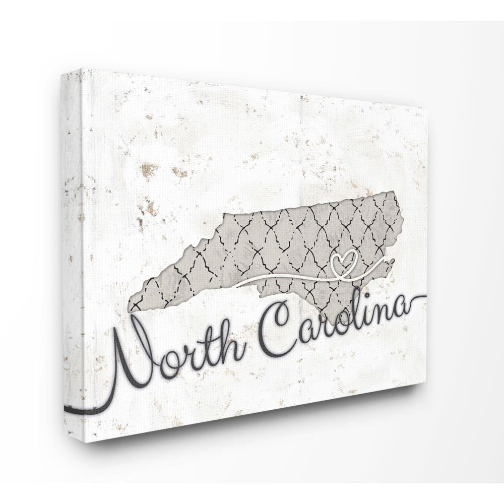 Stupell Industries North Carolina Patterned Grey US State Design Canvas Wall Art by Ziwei Li