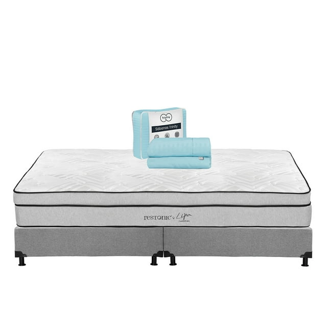 Colchón King Size Lipa Restonic + Box + Juego de Sábanas