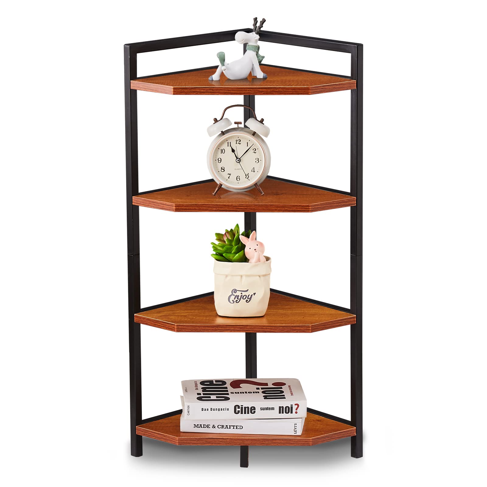 Cplxroc Corner Shelf, 4Tier Display Shelves, Wood Storage Stand