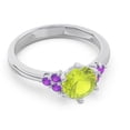 thumbnail image 3 of 2.15 Carat Round Cut Peridot & Amethyst Gemstone New Design Engagement Ring for Ladies Solid 14K White Gold Size 4.5 by Diamond-Capitals, 3 of 7